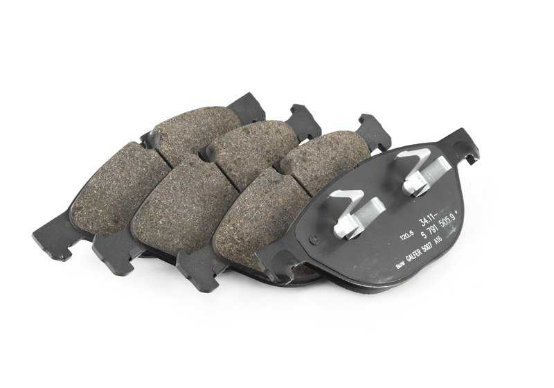 Juego de pastillas de freno con sensor OEM 34112413048 para BMW E70 y E71. Recambio original BMW.