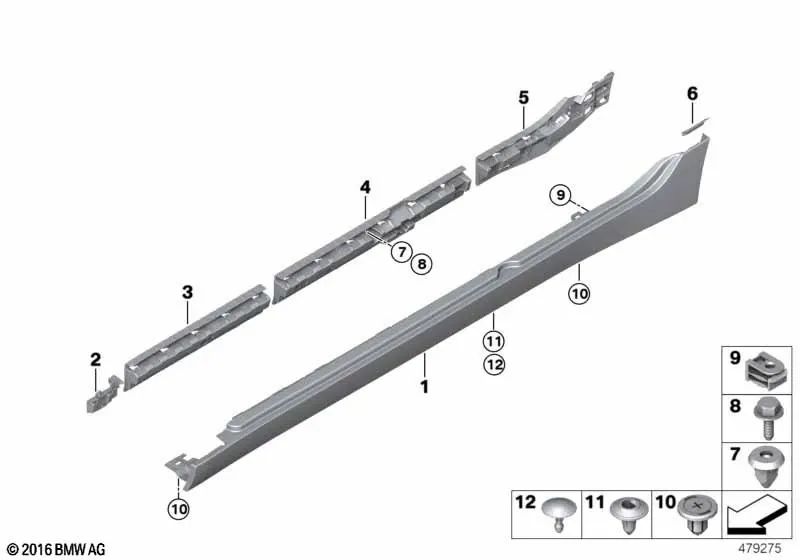 Trrogia della porta sinistra per la serie BMW 1 F52 (OEM 51118087461). BMW originale