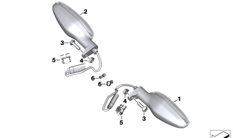 Lámpara de intermitentes multifuncionales izquierda OEM 63231539659 para motos BMW R 18, R 18 Classic. Original BMW Motorrad.