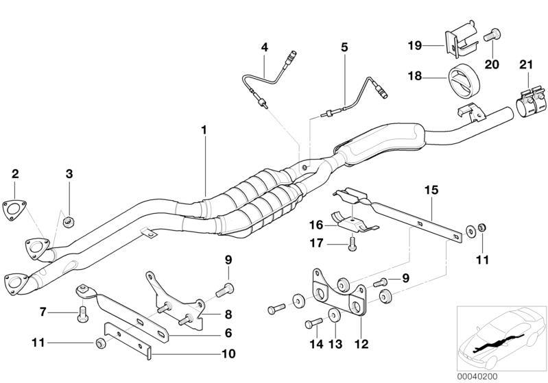 Soporte de tubo de escape OEM 18211712511 para BMW E30 318i, 318is, 320i {todos los modelos compatibles}. Original BMW.