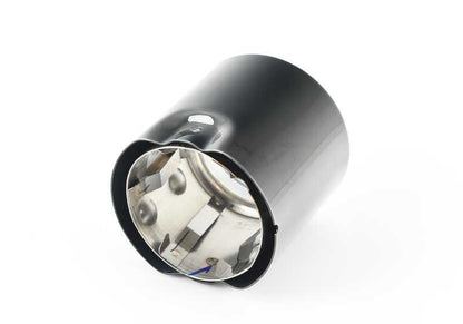 Cola de escape redonda negro cromo OEM 18309489054 para BMW F40. Mejora estética tipo Shadow Line. Original BMW.