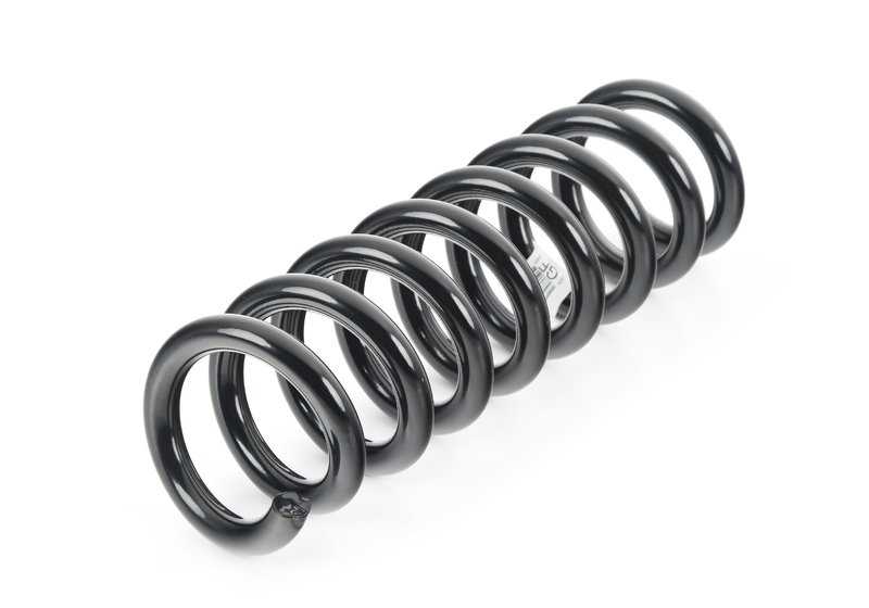 OEM rear spring 33536851931 for BMW E81, E87, E88, E90, E91, E92, E93. Compatible with normal and sports versions. Original BMW.