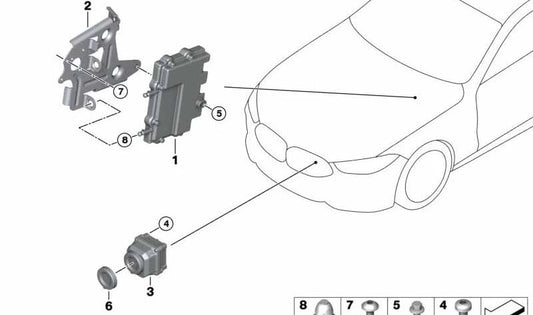 Câmera de visão noturna para BMW Série 3 G20, G21, Série 5 F07N, F10, F11, F18, F90, G30, G31, G38, Série 6 F06, F12, G32, Série 7 G11, G12, Série 8 F91, F92, F93, G14, G15, G16, X5 F15, F85, F95, G05, X6 F16, F86, F96, G06, X7 G07 (OEM 66549322653). Ou