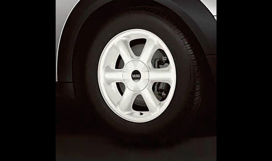 Llanta de aluminio Rotator Spoke 101 blanca OEM 36116769406 para MINI R50, R53, R56, Clubman R55, Cabrio R52... y más. Original MINI.