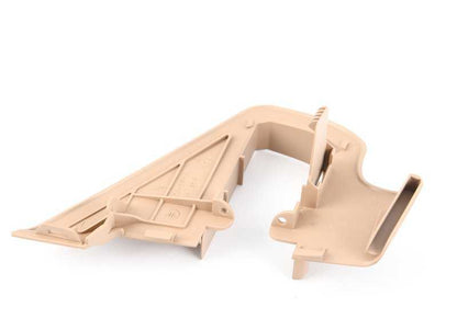 Tapa embellecedora izquierda de reposacabezas OEM 52108255355 para BMW E46 318Ci (modelos BP71, BP72, BP81, BP82, BW71, BW72, BW81, BW82, BY71, BY72). Color beige claro. Original BMW.