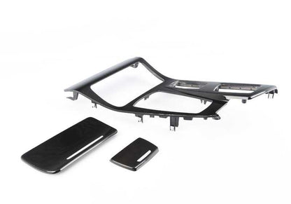 Embellecedores consola central madera Fresno marrón OEM 51169206389 para BMW F10, F10N, F11, F11N, F18, F18N. Original BMW.