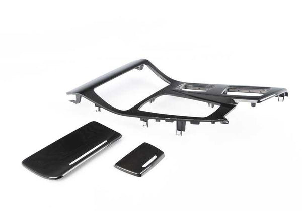 Embellecedores consola central madera Fresno marrón OEM 51169206389 para BMW F10, F10N, F11, F11N, F18, F18N. Original BMW.
