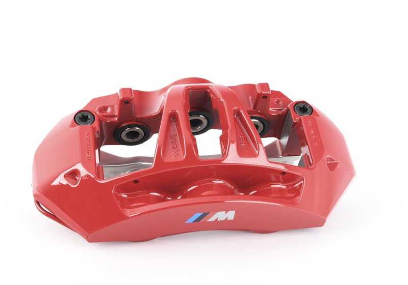 Cramp de frein avant M Performance OEM 34118745794 pour BMW F87 et F87N. Remplacement d'origine en rouge par logo M, uniquement compatible avec M Performance Sports Free System. BMW d'origine.