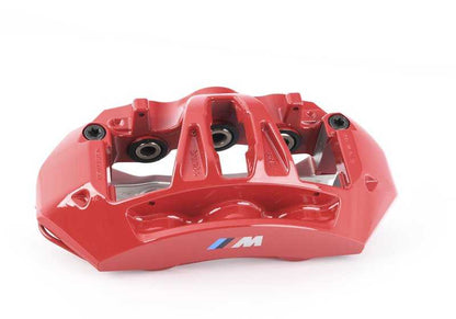 Cramp de frein avant M Performance OEM 34118745794 pour BMW F87 et F87N. Remplacement d'origine en rouge par logo M, uniquement compatible avec M Performance Sports Free System. BMW d'origine.