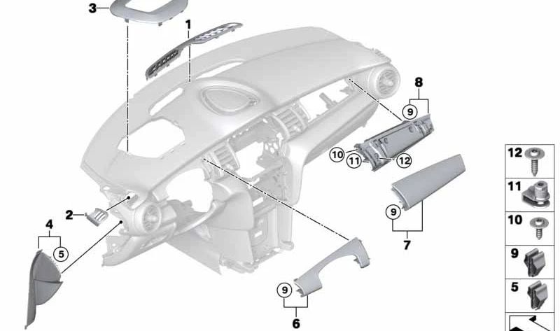 Embellecedor compartimento oculto OEM 51459292387 para MINI F56 Cooper, Cooper D, Cooper S, One... y más. Original MINI.
