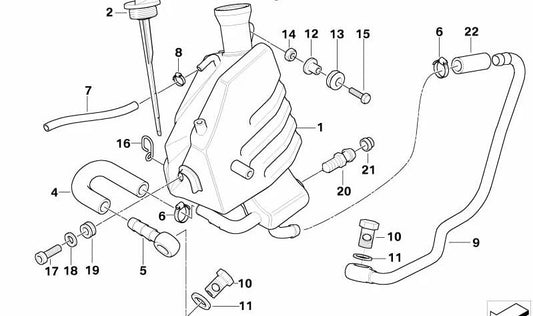 Tubería de aceite de admisión OEM 11437696716 para BMW Motorrad G 650 X (K15). Original BMW Motorrad.
