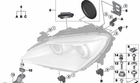 Jeu de Casquillos OEM 63117440165 pour BMW F06, F12, F13 (tous les modèles compatibles). BMW d'origine.