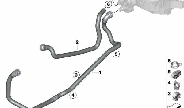 Manguera de retorno del refrigerante OEM 64219166925 para BMW F25. Original BMW.