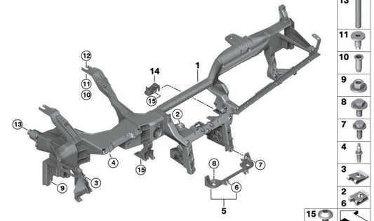 Soporte del salpicadero OEM 51456840355 para BMW i12 e i15 (todos los modelos compatibles). Pieza original BMW.
