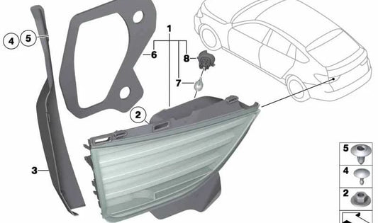 Embelling Embels du pilote arrière gauche (tronc) OEM 63217224229 pour BMW F07 (série 5 GT). BMW d'origine.