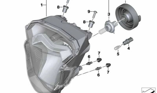 Faro delantero OEM 63128546705 para motos BMW F 800 R (K73) 2014-2019. Original BMW Motorrad.