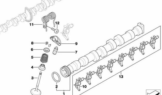 Árbol de levas de admisión OEM 11317572279 para BMW E81, E82, E87, E88, E90, E91, E92, E93, E60, E84. Original BMW.