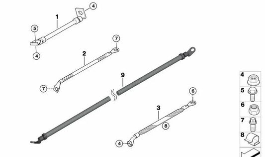 OEM Ground Cable 61129188853 for BMW {E70, E71, E72} (X5, X6). Genuine BMW