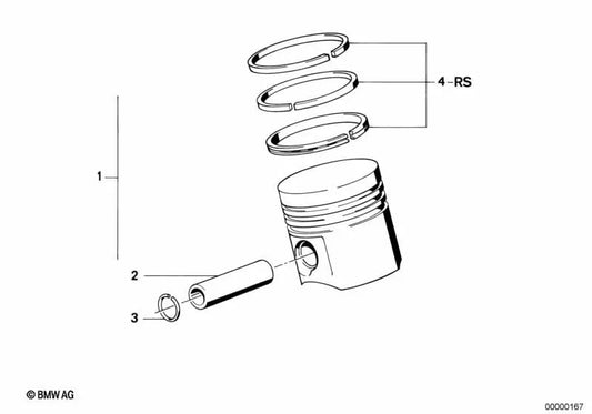 Piston Mahle pour BMW E34 (OEM 11251312496). BMW d'origine.