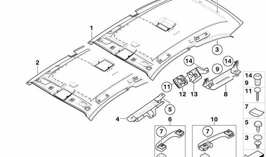 Tapa soporte red separadora derecha OEM 51448036312 para BMW E81, E87, E87N. Pieza original BMW.