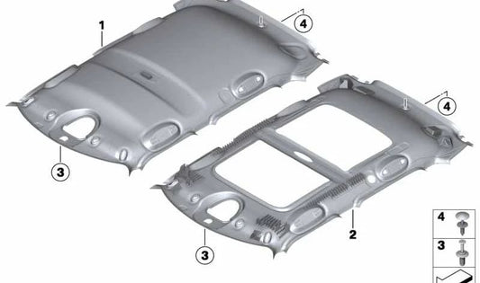 Techo interior para sistema de techo corredizo elevado OEM 51449809270 para MINI Countryman R60. Original MINI.