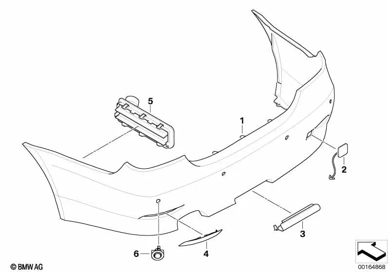 Impressão de carcaça traseiro para o pára -choques para BMW E60 (OEM 51127077940). BMW original