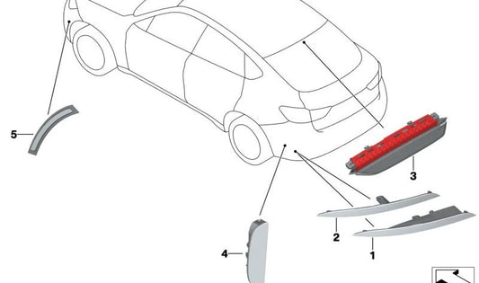 Rear Third Brake Light OEM 63257375798 for BMW F16, F86. Original BMW