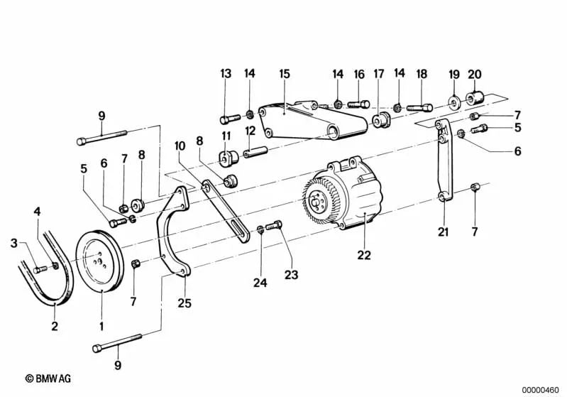 V-belt for BMW 3 Series E21, E30, 5 Series E34 (OEM 32421717953). Genuine BMW