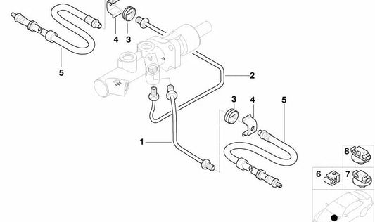 Tubo de freno OEM 34326755643 para BMW Serie 3 E21, Serie 5 E12/E34, Serie 7 E23. Original BMW.