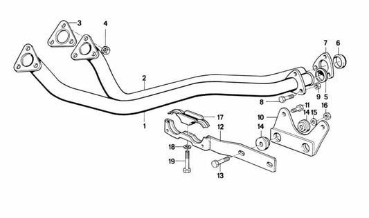 Cilindros de tubo de escape frontal 1-3 OEM 1811241552 para BMW E28 524D. Peça original da BMW.
