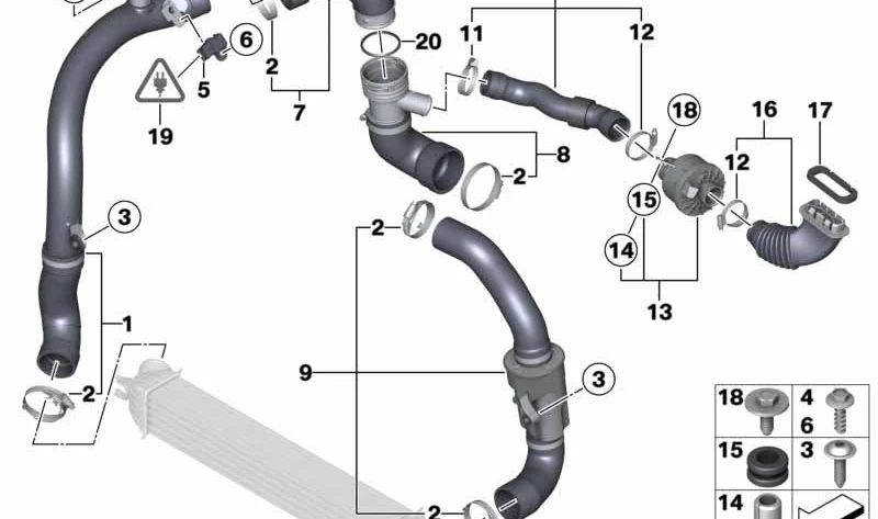 Conducción de aire sobrealimentación OEM 13712753078 para MINI R56, R55, R57, R58, R59, Clubman, Cabrio... y más. Original MINI.