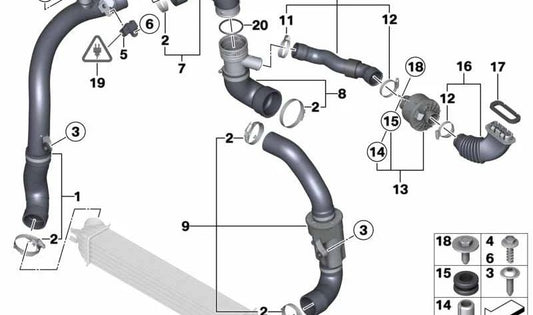 Conducción de aire sobrealimentación OEM 13719806688 para MINI R56 LCI, Clubman R55 LCI, Cabrio R57 LCI, Coupé R58, Roadster R59, Countryman R60, Paceman R61. Original MINI.