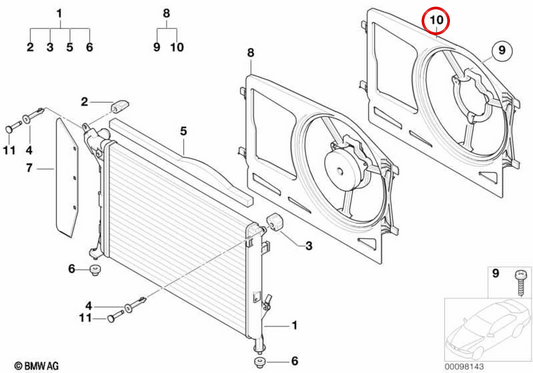 Marco del ventilador OEM 17107515484 para MINI R50 One, One 1.4i, One 1.6i, Cooper y MINI Cabrio R52 Cooper... y más. Original MINI