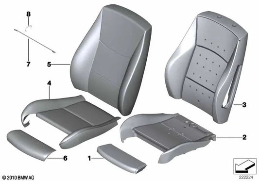 Rechte Leder -Sportsitz -Support -Cover für BMW F25, F26 (OEM 52107255686). Original BMW