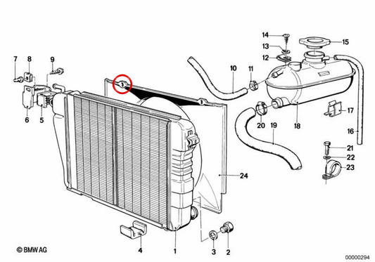 Radiador refrigerante OEM 17111120008 para BMW E12. BMW genuíno.