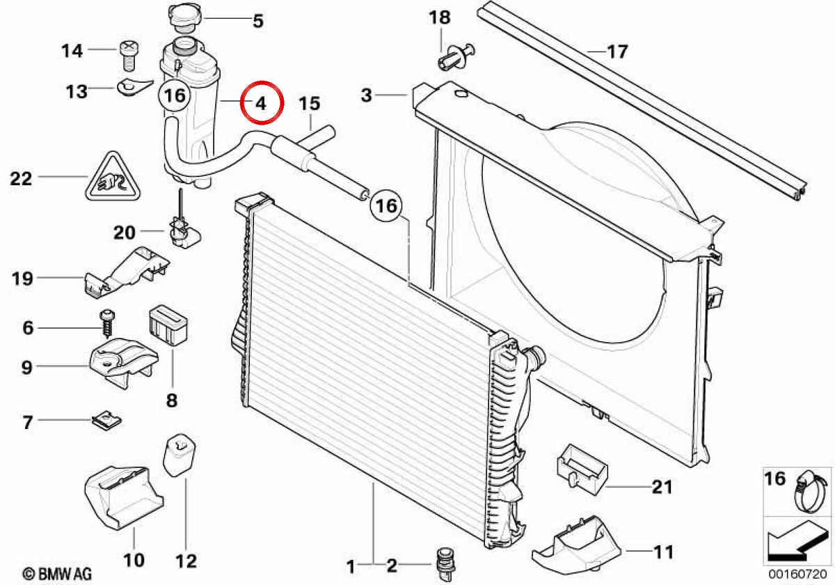 Deposito di raffreddamento OEM 17111436381 per BMW E39, E38. BMW originale.