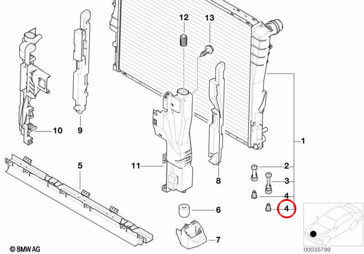 Svuotamento del radiatore OEM 17111437361 per BMW E46, E83, E85, E86. BMW originale.