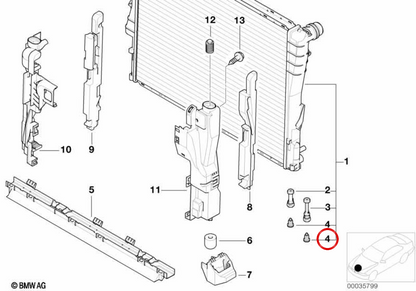 Svuotamento del radiatore OEM 17111437361 per BMW E46, E83, E85, E86. BMW originale.