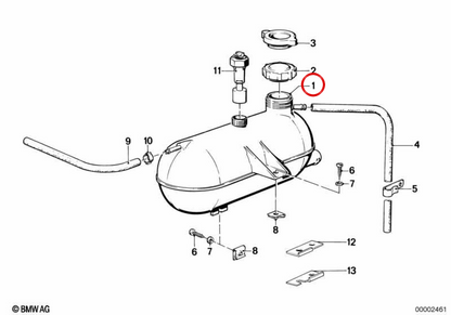 Deposito di raffreddamento OEM 17111707505 per BMW E24, E28, E30. BMW originale.