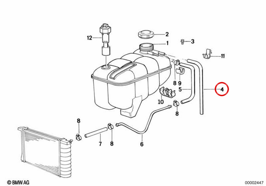 Mangueira de refrigerante OEM 17111719201 para BMW E30, E36, E39, E38. BMW genuíno.