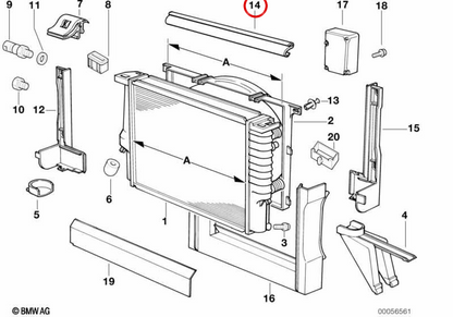 Junta de perfil OEM 17111728779 para BMW E34. Original BMW.