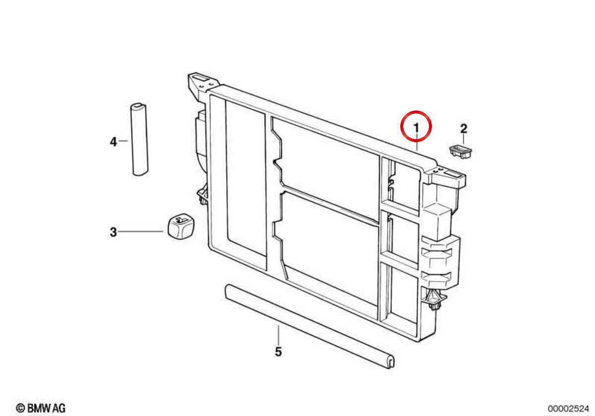 OEM radiator support 17111740796 for BMW E39 and E52. Original BMW.