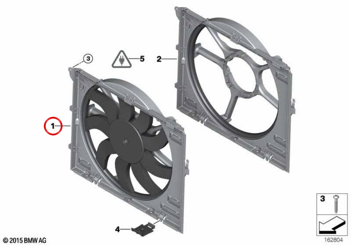 Lüftergehäuse mit Fan OEM 17112283621 für BMW E90, E91, E92, E93. Original BMW.