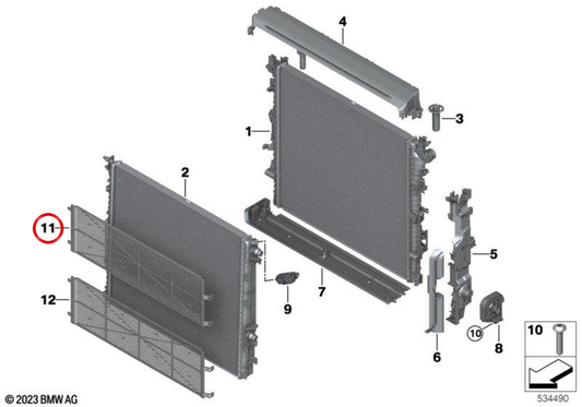 OEM 17115A19738 Piédras Grille de protection pour BMW G60, G61, G68, G90, G70. BMW d'origine.