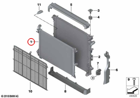 OEM 17115A3F239 Kühlsystem Kühler für BMW F95, F96. Original BMW.