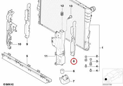 Junta izquierda OEM 17115A4EF63 para BMW E46, E63, E64. Original BMW.