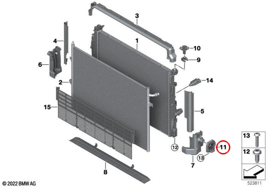 Support du module droit Oeme 17115B31E54 pour BMW U11, U12, U10, U25. BMW d'origine.