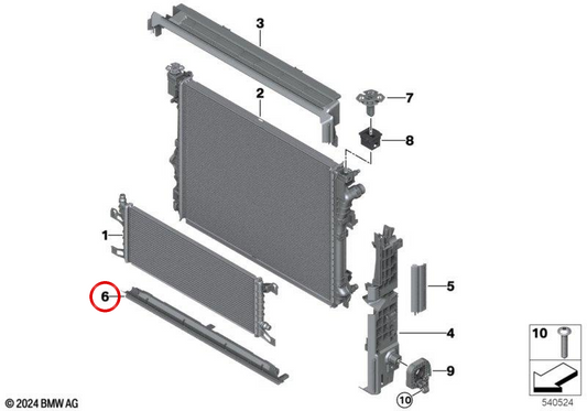 Recouvrement inférieur du radiateur OEM 17117100121 pour BMW X3 G45 20d xDrive 11GR, 12GR, 15GR, 16GR. Origine BMW.