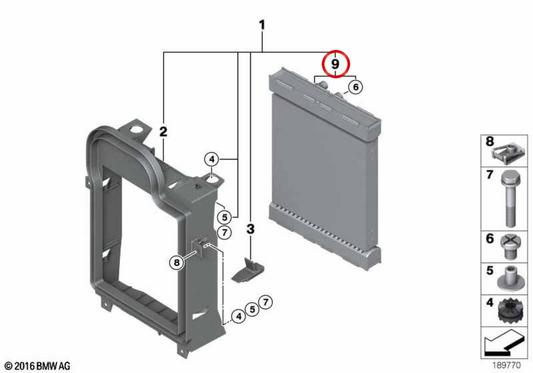 Radiateur de réfrigérant OEM 17117533477 pour BMW E70, E71, F15, F16, F85, F86. BMW d'origine.