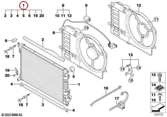 Hauptkühler OEM 17117570822 für MINI R53, Cabrio R52. Originaler MINI.